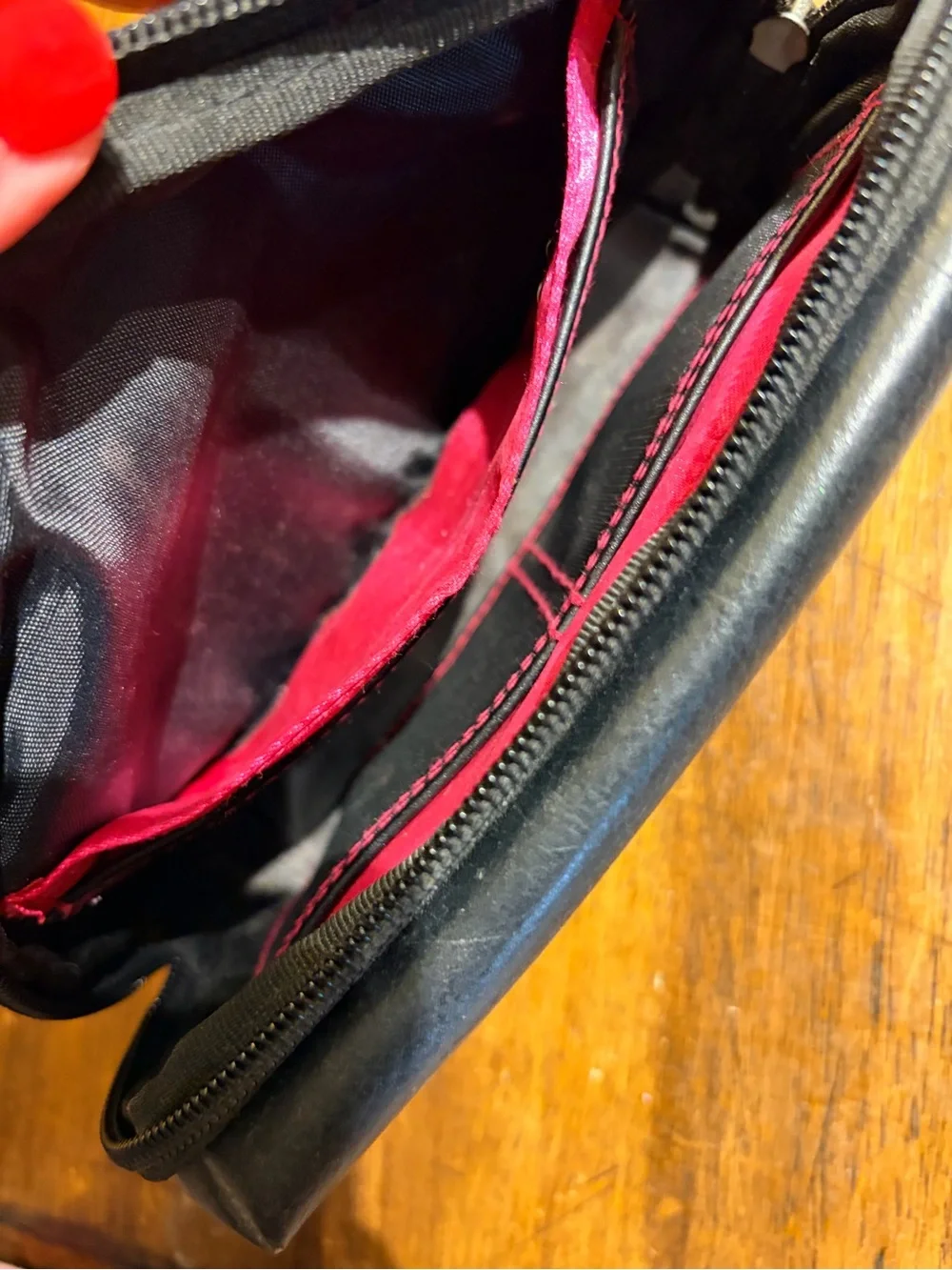 Mary Kay Girlfriend Black Leather Cosmetic Pouch with Pink MK Patch